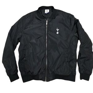 Vintage Rare Tottenham Hotspur England Black Bomber Jacket Coat Size XL Soccer
